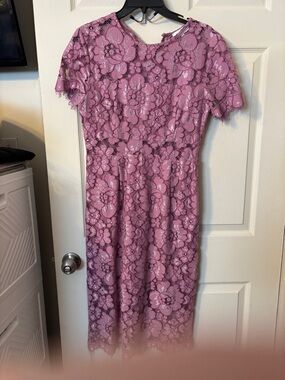 NSR Mauve Floral Lace Cottagecore Midi Dress